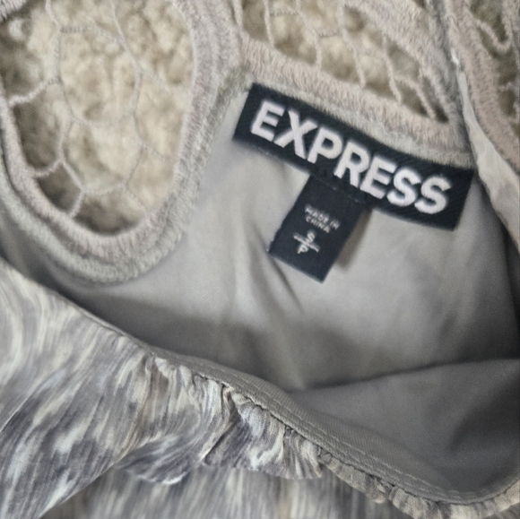 Express Gray Crochet Lace Back Dress Size Small - Picture 2 of 6